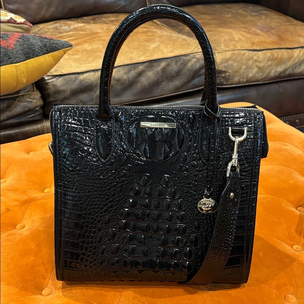 Brahmin Black Crocodile Embossed Handbag Set - Picture 8 of 16